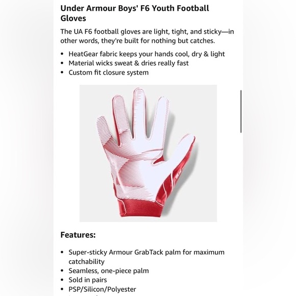 Under Armour Youth XS Grip Gloves - Picture 8 of 8